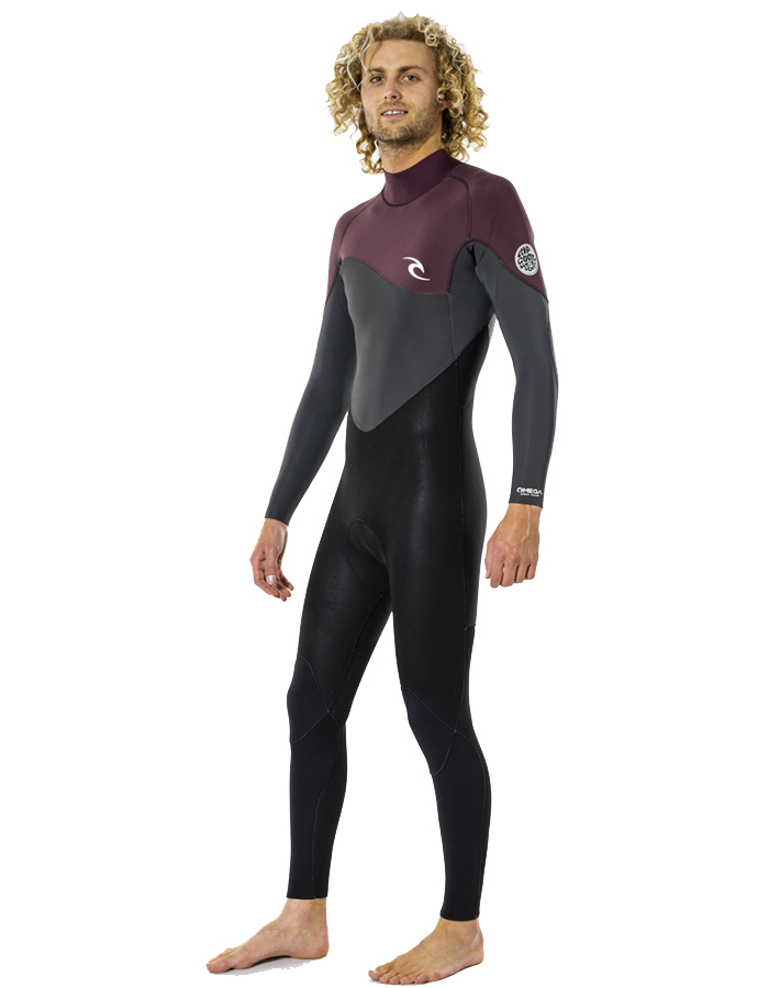 RIP CURL OMEGA 4 3 BACK ZIP WETSUIT MAROON