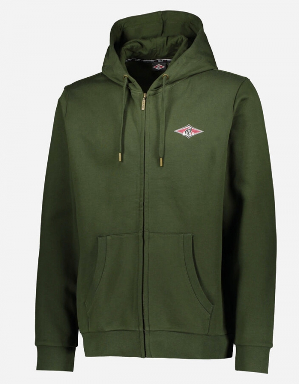BEAR SURFBOARDS FLEECE ZIP HOODED KOMBU GREEN