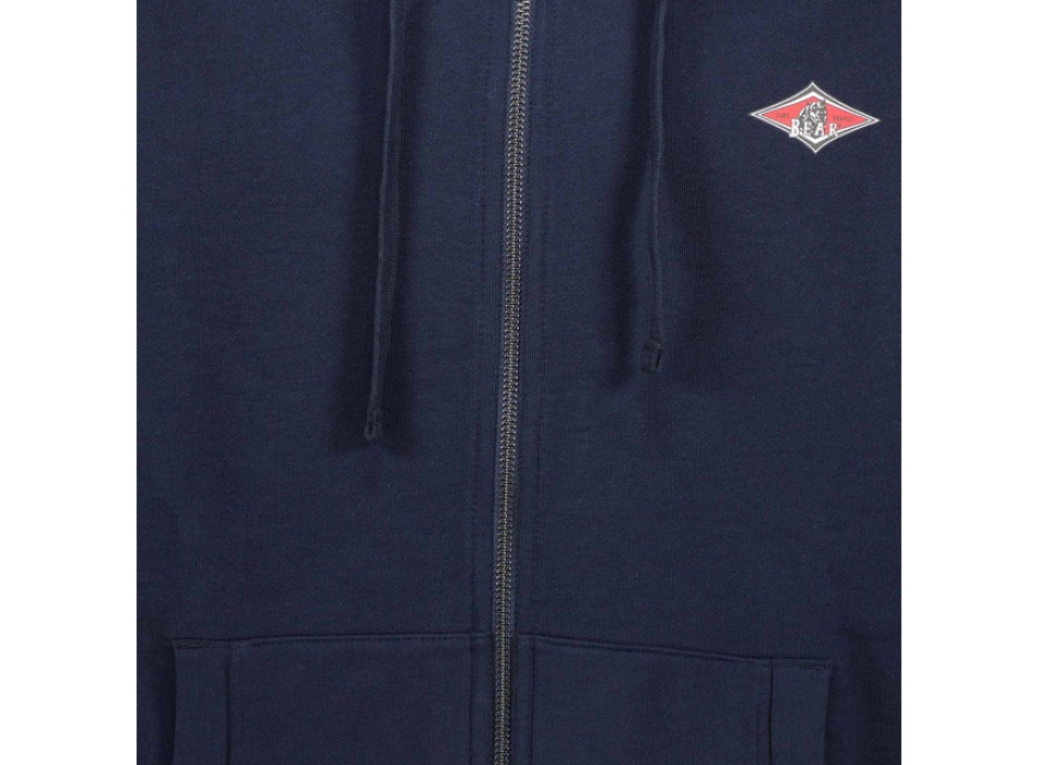BEAR SURFBOARDS SMALL LOGO FLEECE ZIP HOODED SHADOW
