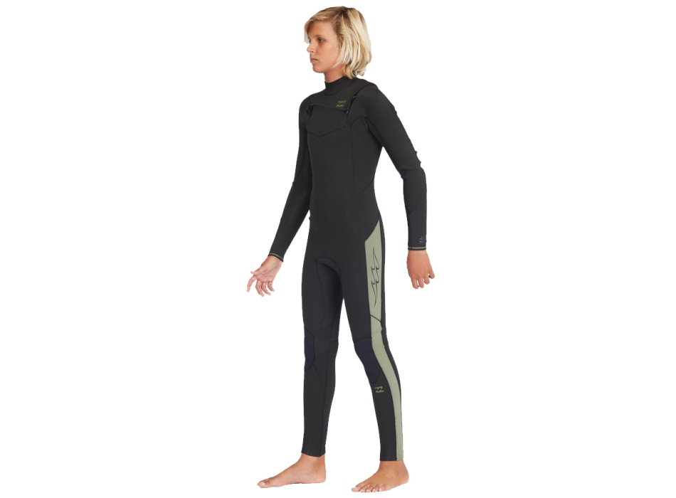 BILLABONG ABSOLUTE 4/3 MM CHEST ZIP BOYS 8-14 MILITARY