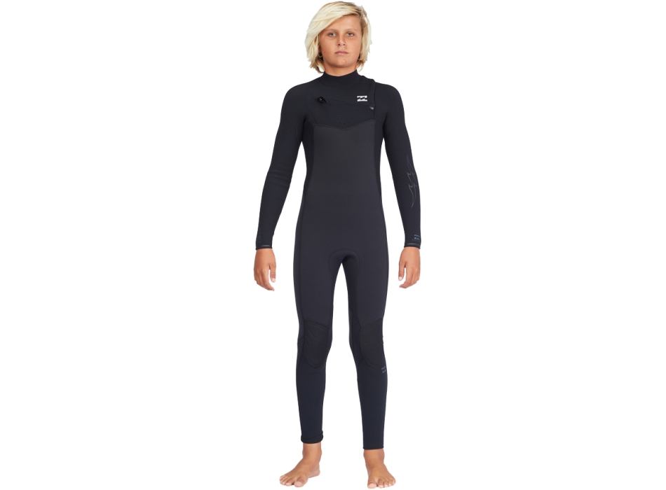 BILLABONG REVOLUTION 4/3 MM CHEST ZIP BOYS 8-14 BLACK