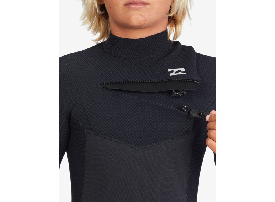 BILLABONG REVOLUTION 4/3 MM CHEST ZIP BOYS 8-14 BLACK