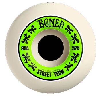 BONES SKATEBOARD WHEELS SKATE 52MM STREET TECH FORMULA V1 STANDARDS 99A 4PK