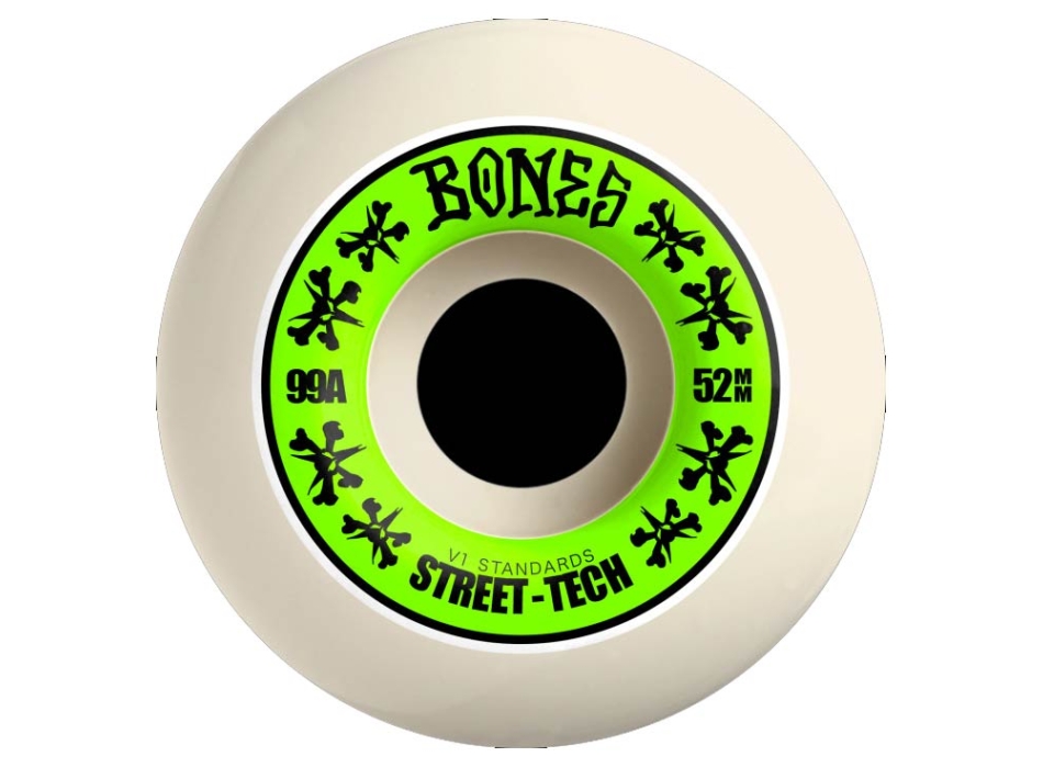 BONES SKATEBOARD WHEELS SKATE 52MM STREET TECH FORMULA V1 STANDARDS 99A 4PK