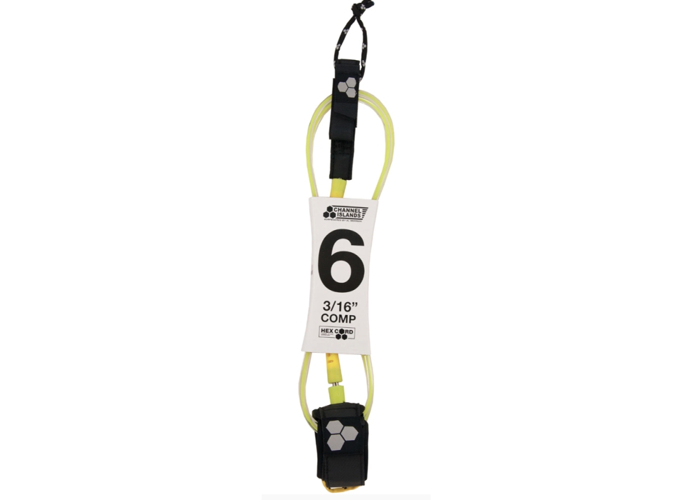 CHANNEL ISLAND HEX CORD 6' COMP LEASH FLO YELLOW