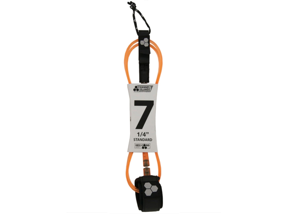 CHANNEL ISLAND HEX CORD STANDARD 7' LEASH FLO ORANGE