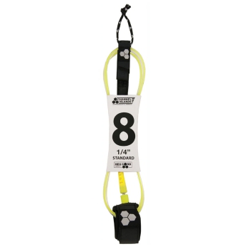 CHANNEL ISLAND HEX CORD 8' STANDARD LEASH FLO YELLOW