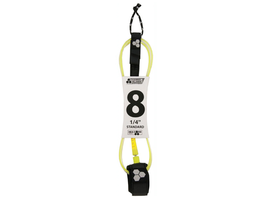 CHANNEL ISLAND HEX CORD 8' STANDARD LEASH FLO YELLOW