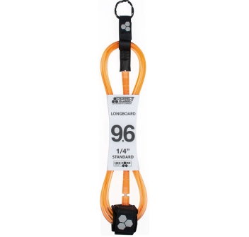 CHANNEL ISLAND HEX CORD 9'6" STANDARD LEASH FLO ORANGE