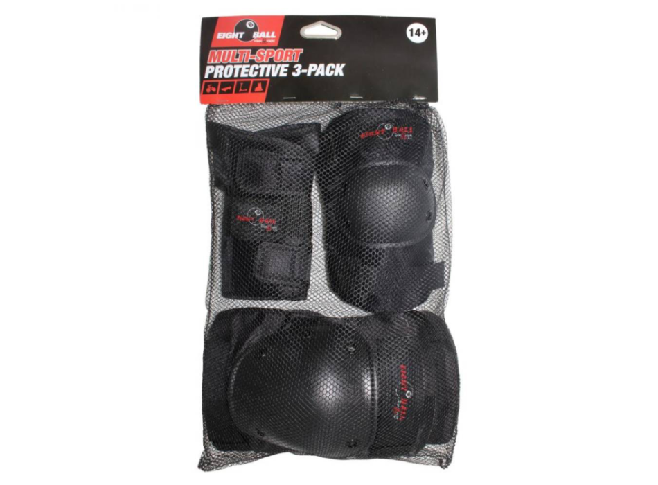 EIGHT BALL PAD SET SKATE ADULT 3PCS BLACK