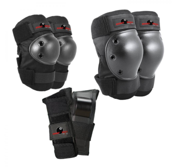 EIGHT BALL PAD SET SKATE ADULT 3PCS BLACK
