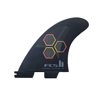 FCS II CHANNEL ISLAND PC TRI FIN SET BLACK FLAME