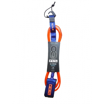 FCS ALL ROUND ESSENTIAL LEASH 8' BLOOD ORANGE NAVY