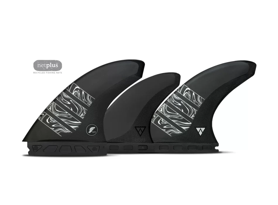 FUTURES FINS VECTOR 3/2 ALPHA 5-FIN SCIMITAR CARBON GOLD MEDIUM