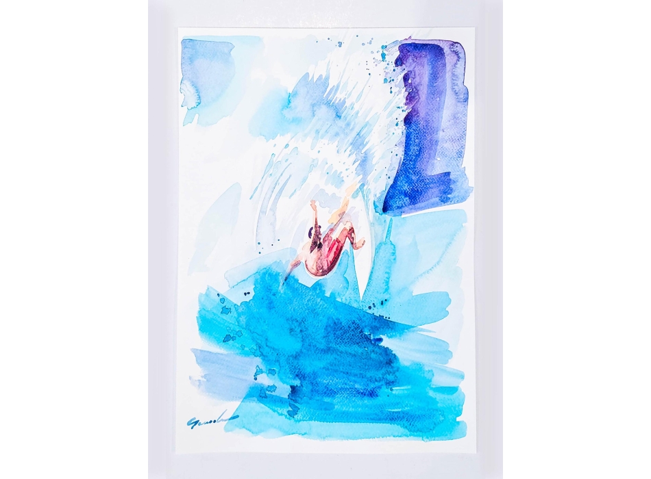 GANADU SURF ART WATERCOLOR 30x40 CM LONGBOARD GRAB