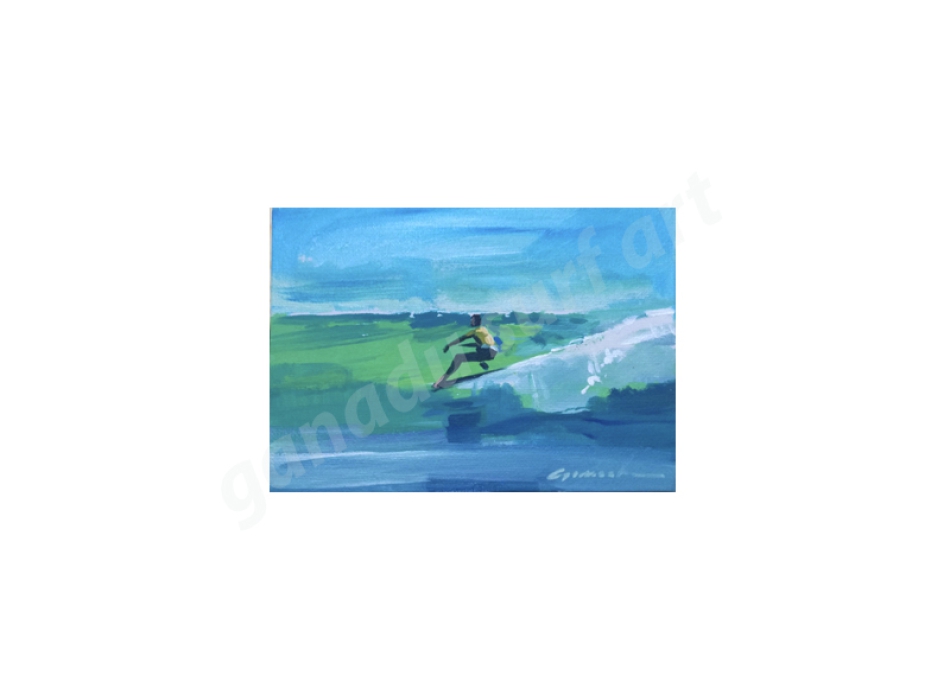 GANADU SURF ART ORIGINAL PAINTINGS HANG FIVE 13X18