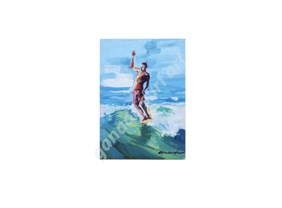 GANADU SURF ART ORIGINAL PAINTINGS HANG TEN 2 13X18