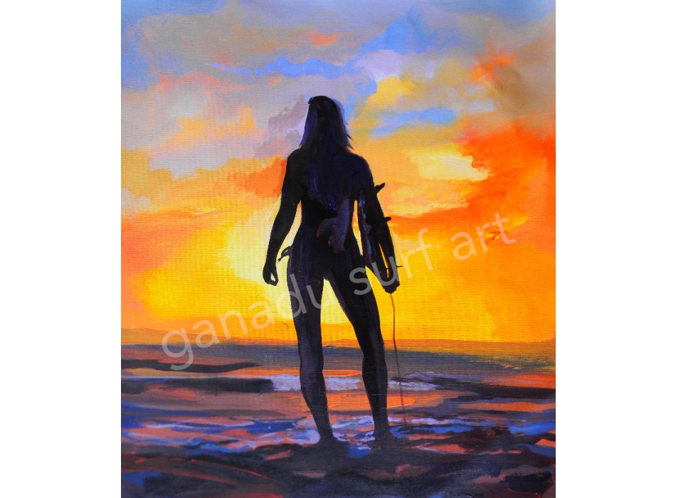 GANADU SURF ART ORIGINAL PAINTINGS SURF GIRL 50x58