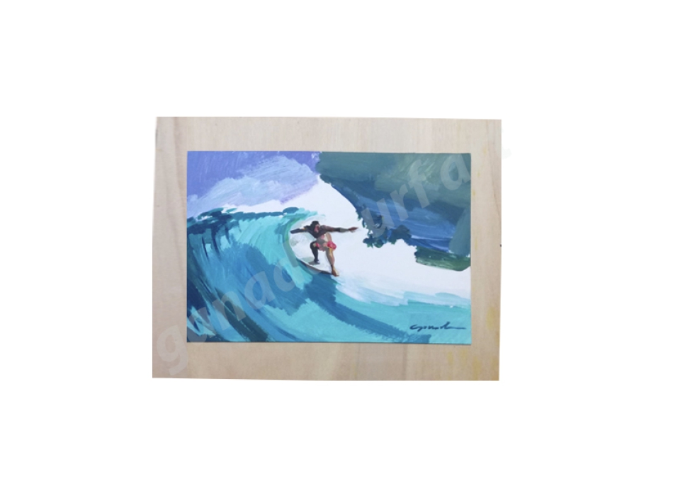 GANADU SURF ART ORIGINAL PAINTINGS TUBE 2 CARDBOARD ON WOODEN TABLE 30X23