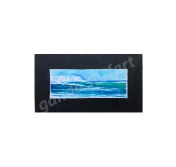 GANADU SURF ART ORIGINAL PAINTINGS WAVES CANVAS ON BLACK WOOD PANEL