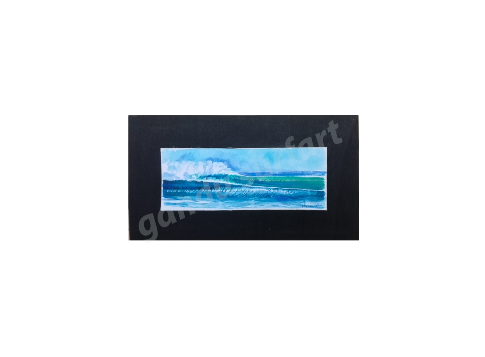 GANADU SURF ART ORIGINAL PAINTINGS WAVES CANVAS ON BLACK WOOD PANEL
