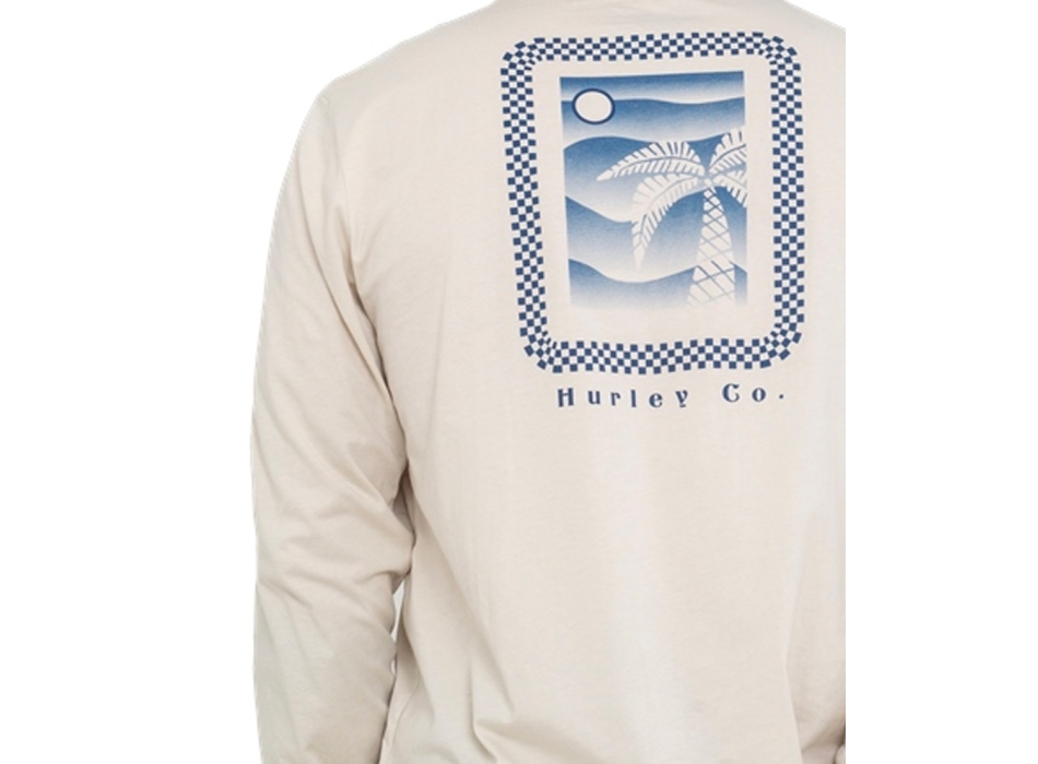 HURLEY EVERYDAY CHECK PALM LONG SLEEVE BONE