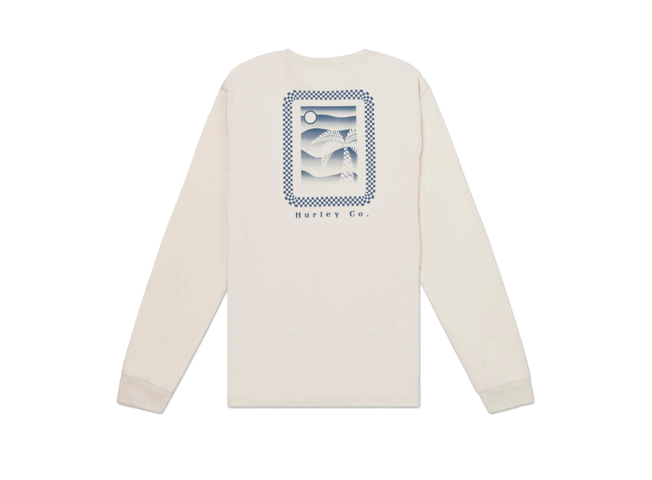 HURLEY EVERYDAY CHECK PALM LONG SLEEVE BONE