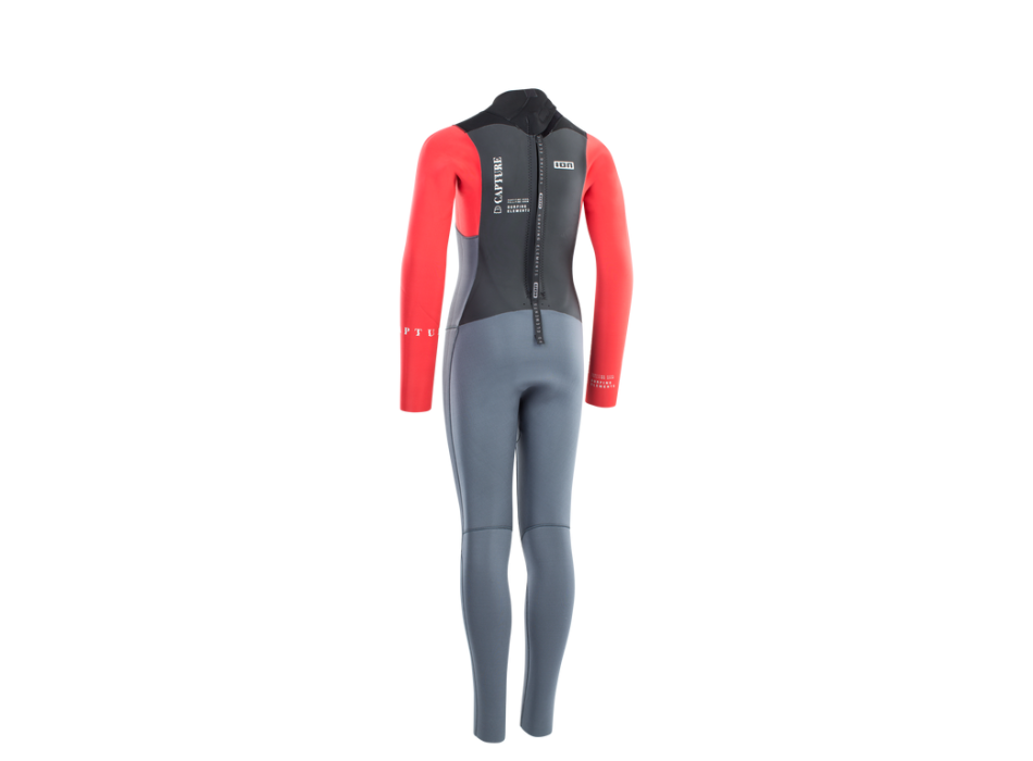 ION CAPTURE 4/3 WETSUIT 4-16 YEARS BACK ZIP JUNIOR STEEL-BLUE/RED