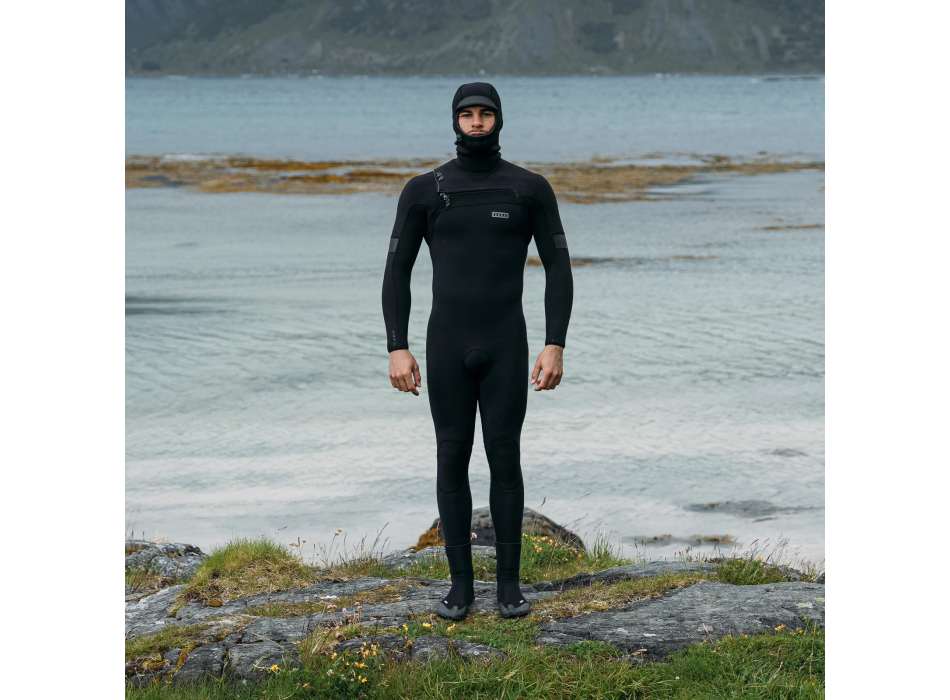 ION WETSUIT SEEK AMP 6/5 HOOD FRONT ZIP BLACK