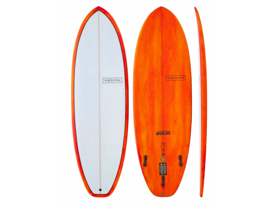 MODERN SURFBOARDS HIGHLINE 5'10" PU FCSII 3 FIN FIRE