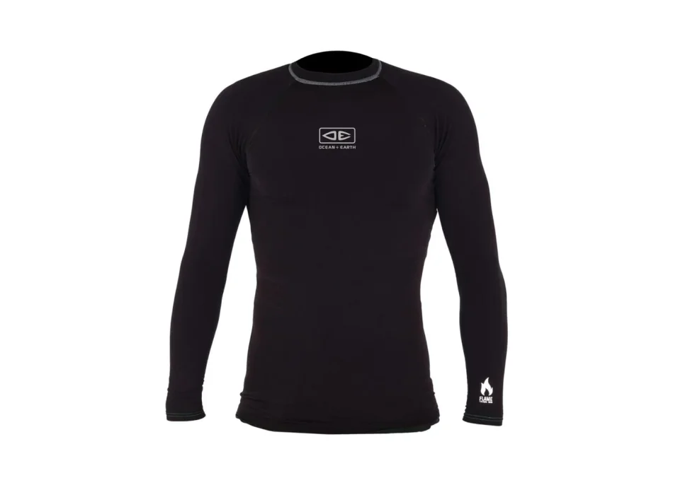 O&E LYCRA BOYS FLAME THERMO SURF LONG SLEEVE 8-16 YEARS BLACK