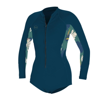 O'NEILL WOMEN'S BAHIA 2/1MM FRONT ZIP SHORT L/S SPRING WETSUIT 