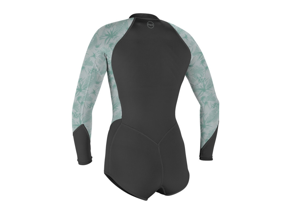 O'NEILL WOMEN'S BAHIA 2/1MM FRONT ZIP SHORT L/S SPRING WETSUIT GRAPHITE MIRAGE OCEAN
