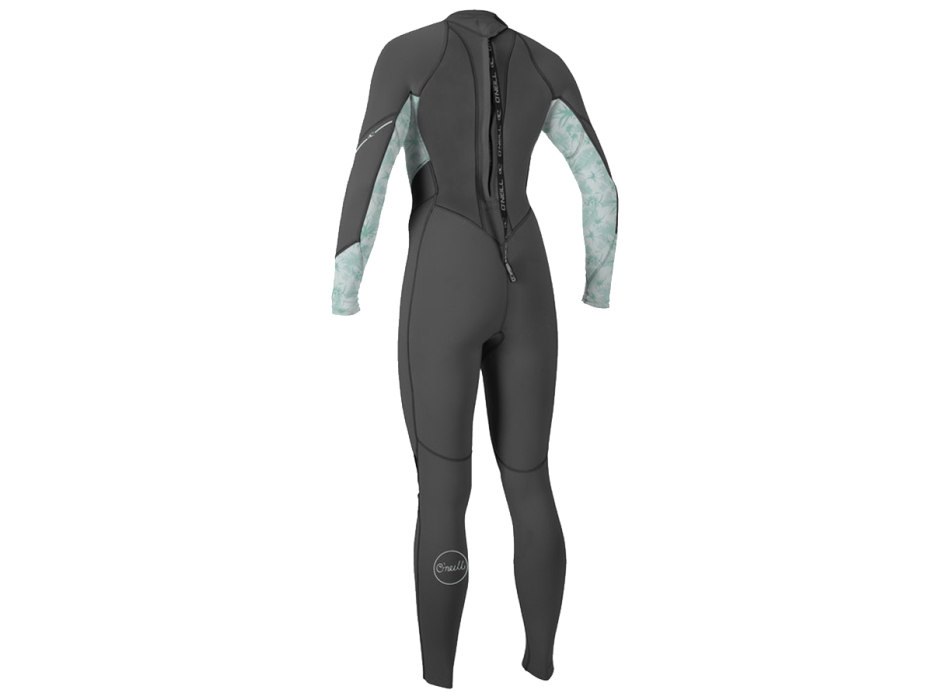 O'NEILL WOMEN'S BAHIA 3/2MM BACK ZIP FULL WETSUIT GRAPHITE MIRAGE TROPICAL