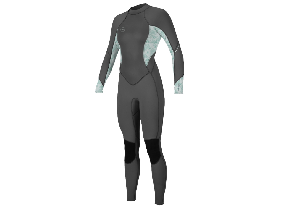 O'NEILL WOMEN'S BAHIA 3/2MM BACK ZIP FULL WETSUIT GRAPHITE MIRAGE TROPICAL