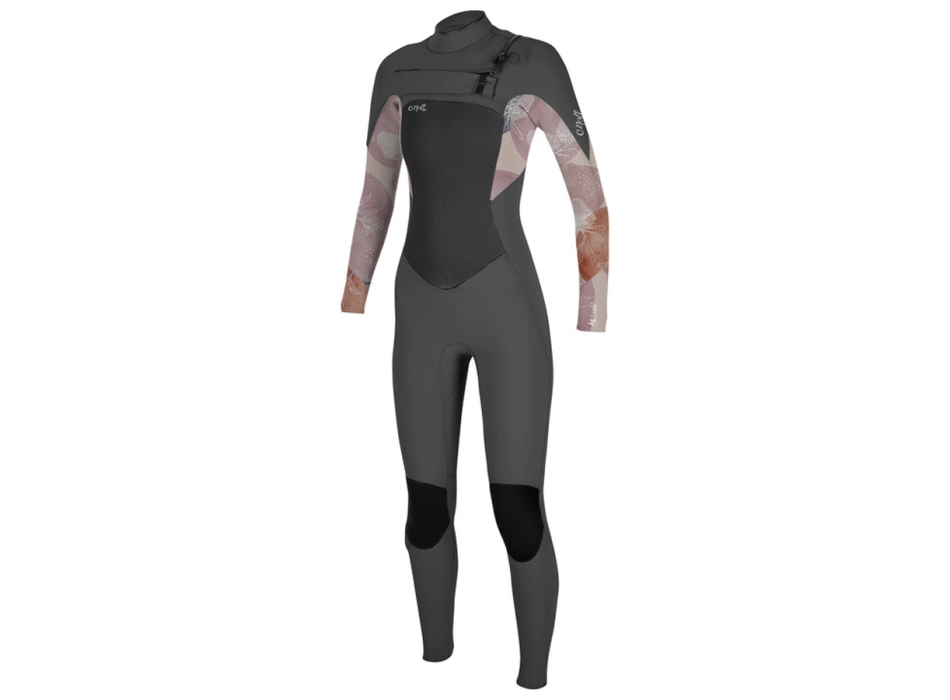 O'NEILL EPIC 4/3 MM WETSUIT CHEST ZIP BLACK WOMENS GRAPHITE DESERT BLOOM