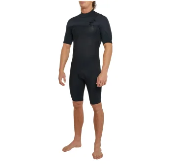 O'NEILL HYPERFREAK SHORT SLEEVE SPRINGSUIT 2MM CHEST ZIP BLACK