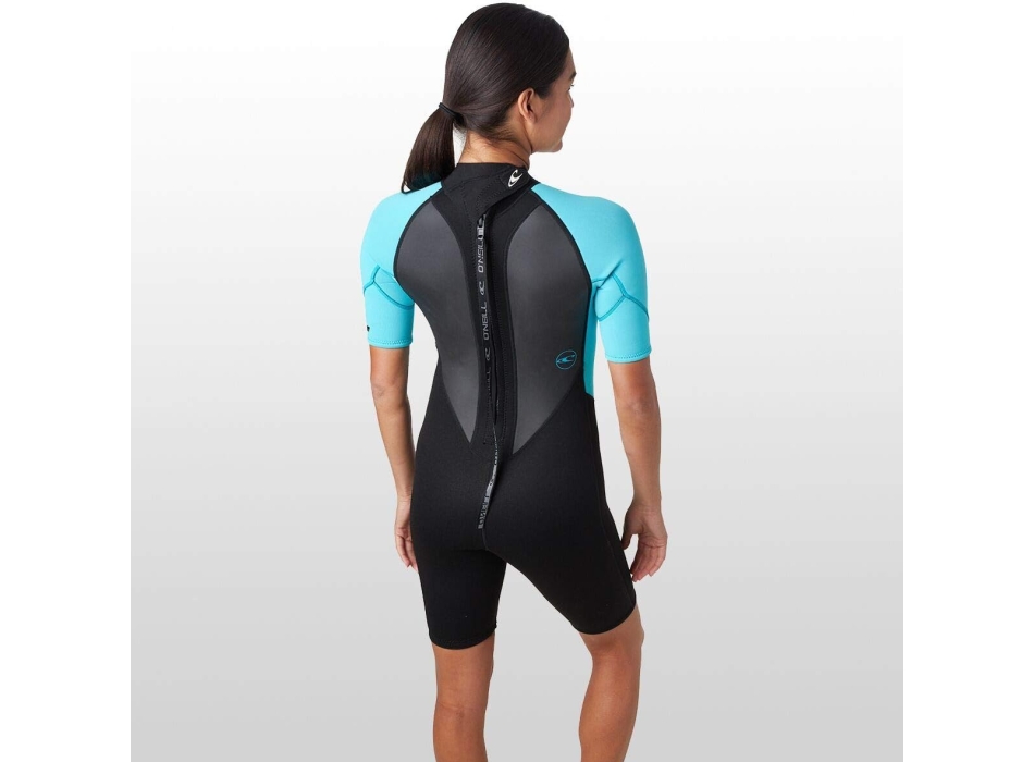 O'NEILL WMS REACTOR II 2MM BACK ZIP S/S WETSUIT BLACK/LIGHT AQUA