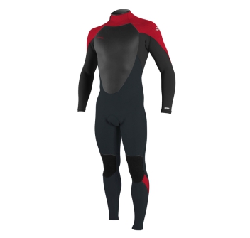 O'NEILL YOUTH EPIC 4/3 FULL WETSUIT BACK ZIP GUNMETAL BLACK RED RED