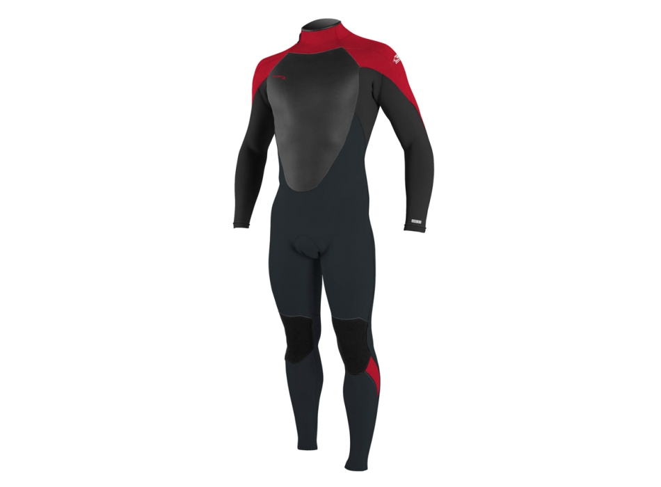 O'NEILL YOUTH EPIC 4/3 FULL WETSUIT BACK ZIP GUNMETAL BLACK RED RED