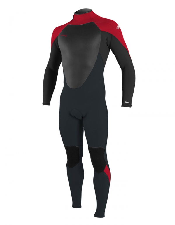 O'NEILL YOUTH EPIC 4/3 FULL WETSUIT BACK ZIP GUNMETAL BLACK RED RED