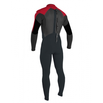 O'NEILL YOUTH EPIC 4/3 FULL WETSUIT BACK ZIP GUNMETAL BLACK RED RED