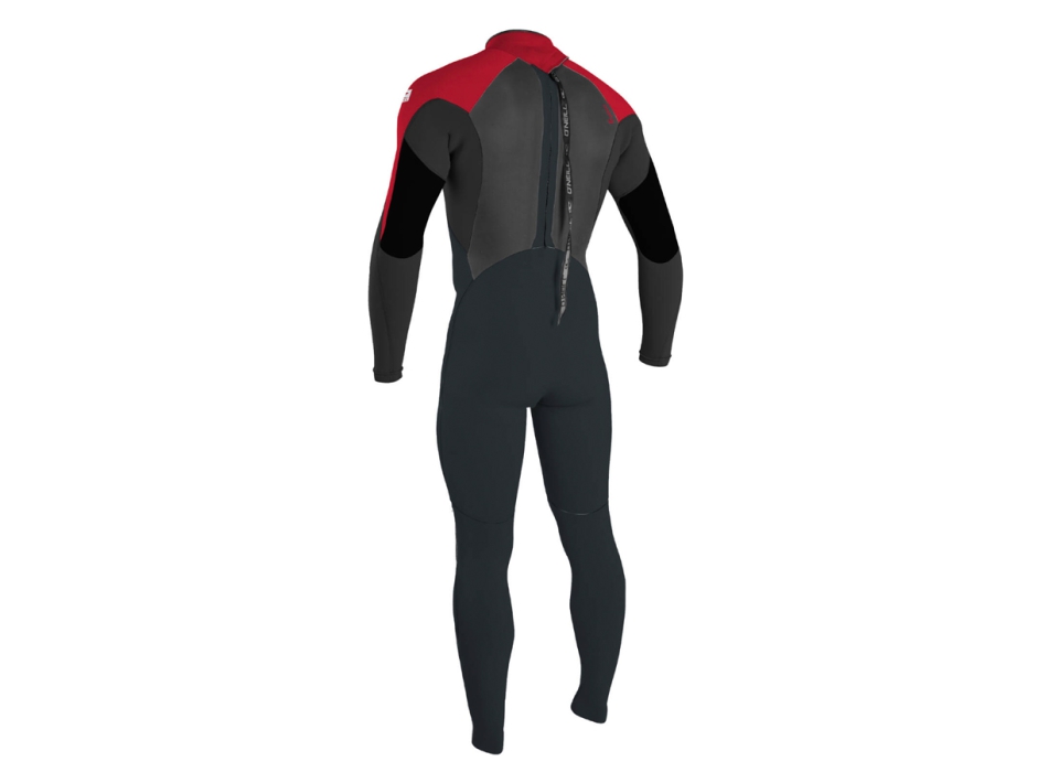 O'NEILL YOUTH EPIC 4/3 FULL WETSUIT BACK ZIP GUNMETAL BLACK RED RED