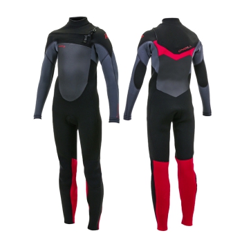 O'NEILL YOUTH EPIC 4/3 FULL WETSUIT CHEST ZIP GUNMETAL BLACK RED