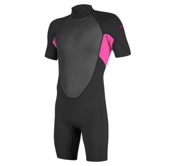 O'NEILL YOUTH REACTOR II 2 MM SHORTY BACK ZIP FULL WETSUIT BLACK/BERRY