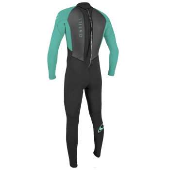 O'NEILL YOUTH REACTOR II 3/2 MM BACK ZIP FULL WETSUIT BLACK LIGHT AQUA