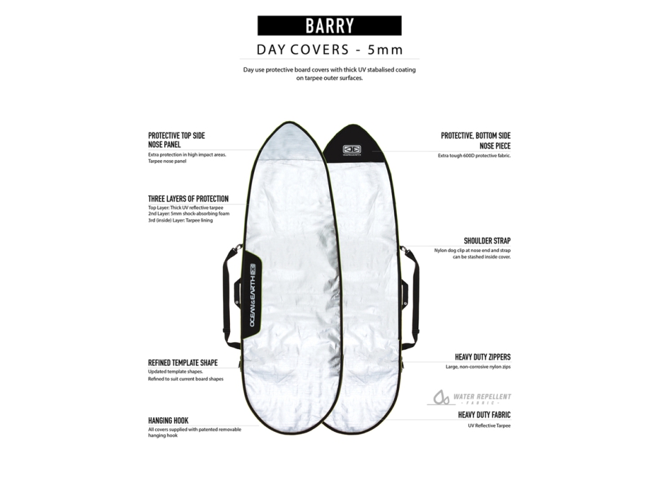 OCEAN & EARTH BARRY BASIC FISH BOARD COVER 5'8"