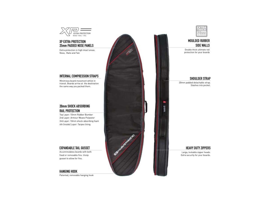 OCEAN & EARTH DOUBLE COMPACT SHORTBOARD COVER 6'4"