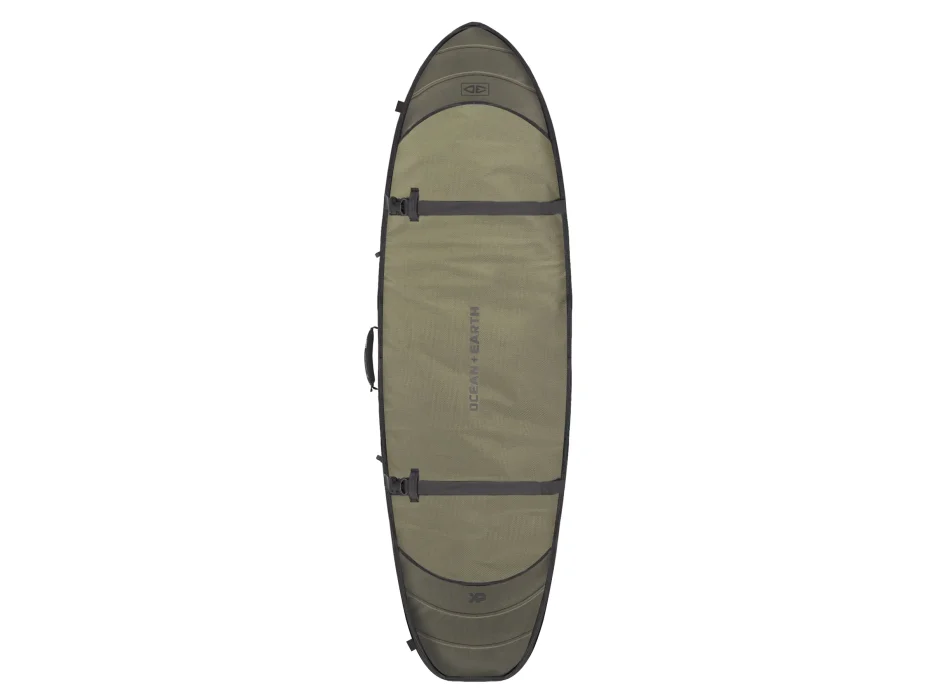 OCEAN & EARTH 6'4" HYPA DOUBLE COFFIN SHORTBOARD FISH TRAVEL COVER KHAKI