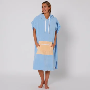 OCEAN & EARTH LADIES DAYDREAM HOODED PONCHO BLUE